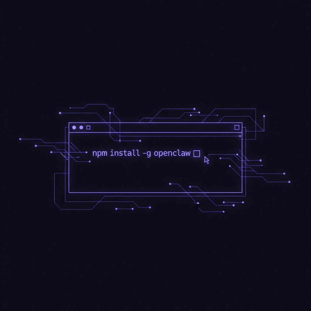 Установка OpenClaw через терминал — команда npm install и запуск AI-агента на сервере